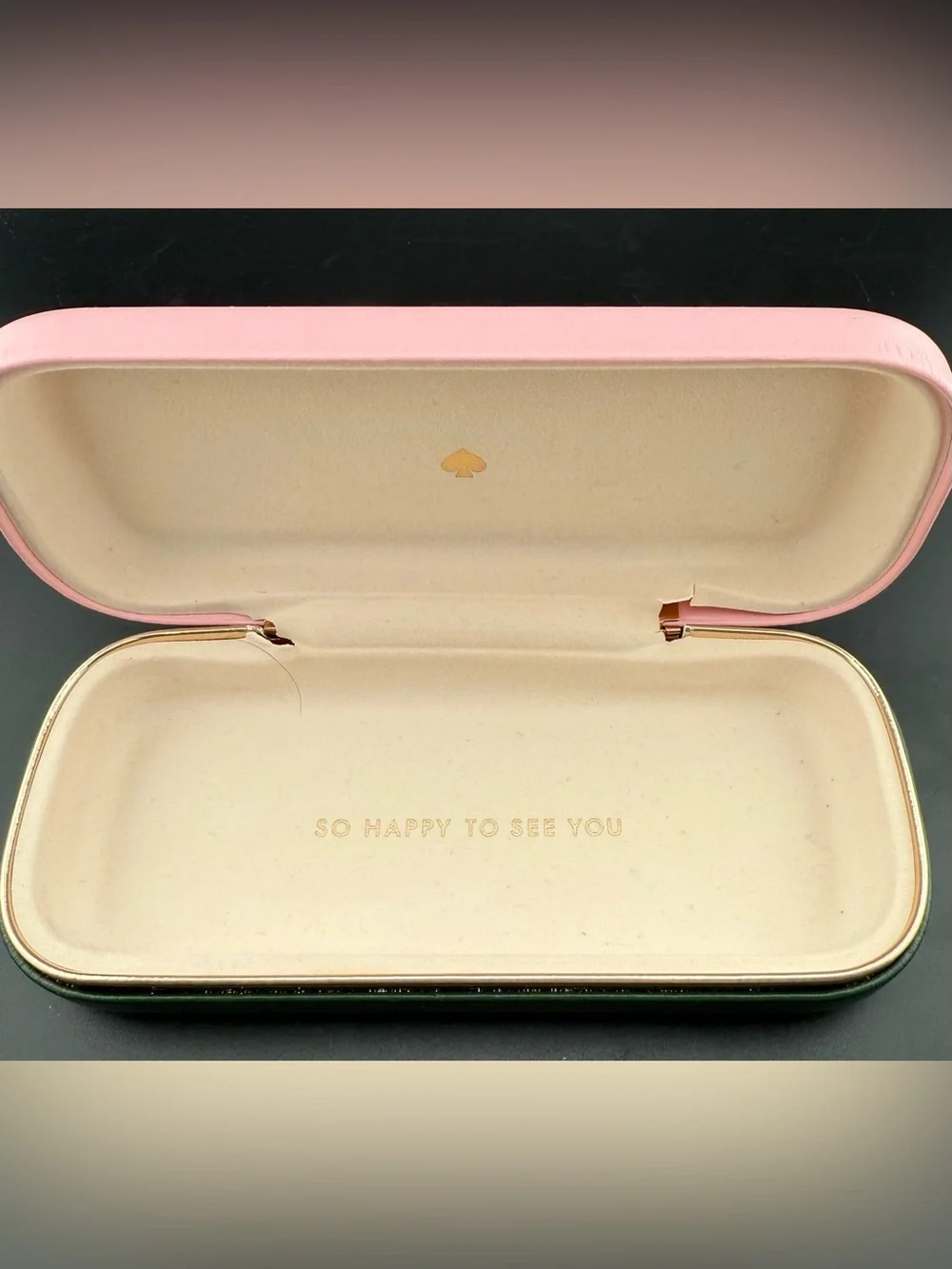 Kate Spade pink & green, hard shell eyeglass case.